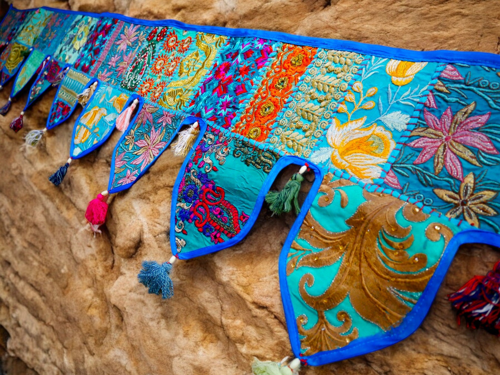 Cenefa de ventana india Toran extragrande de 1,98 m - Adorno para puerta - Decoración de pared hippie