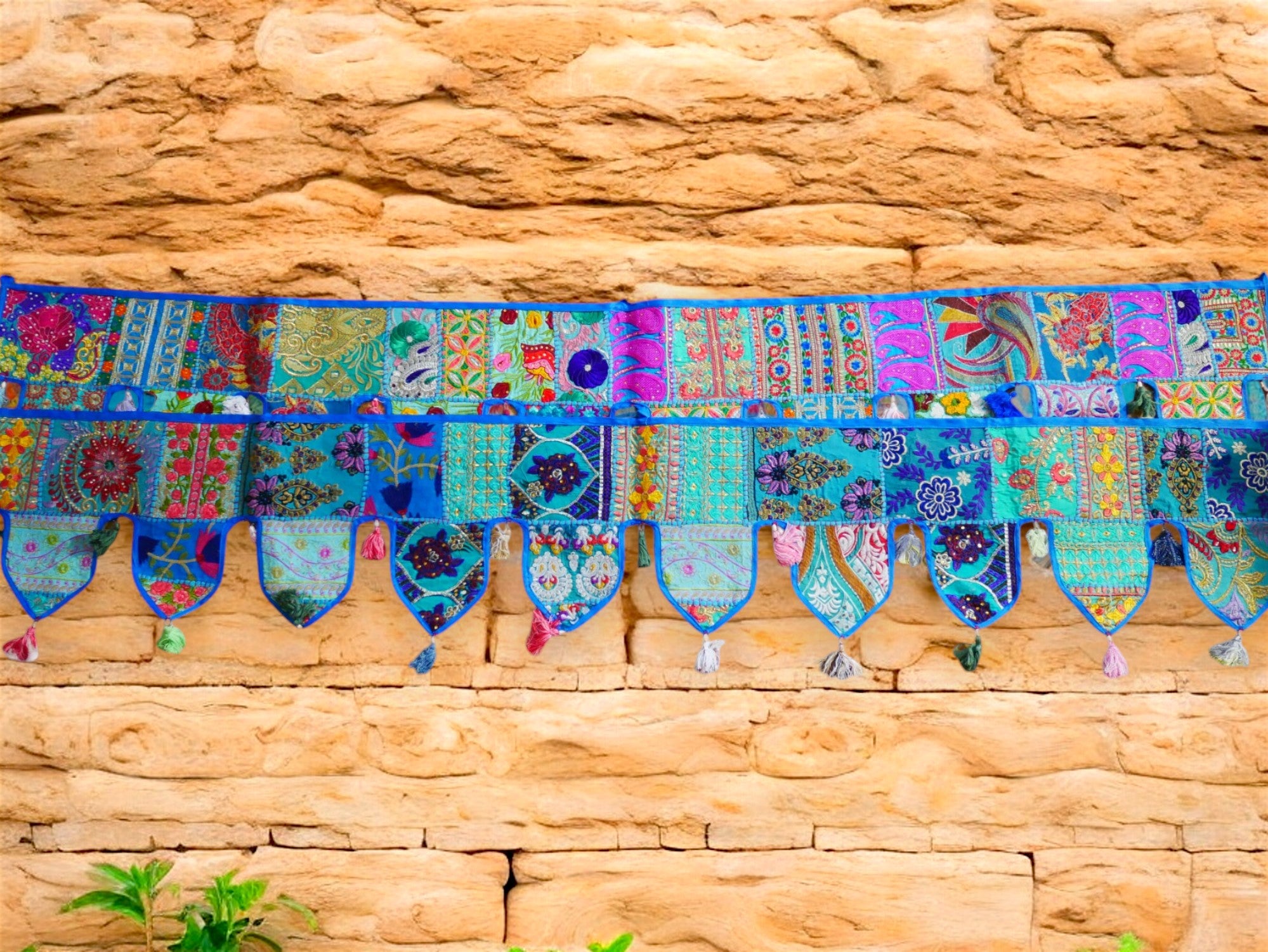 Cenefa de ventana india Toran extragrande de 1,98 m - Adorno para puerta - Decoración de pared hippie
