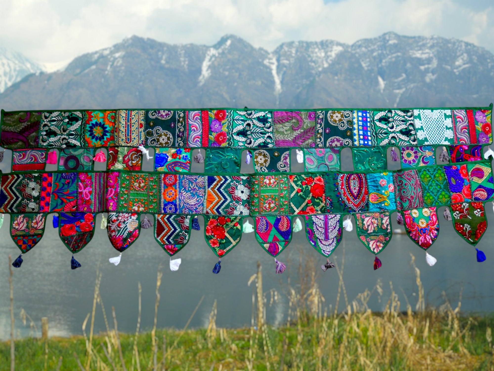 Cenefa de ventana india Toran extragrande de 1,98 m - Adorno para puerta - Decoración de pared hippie