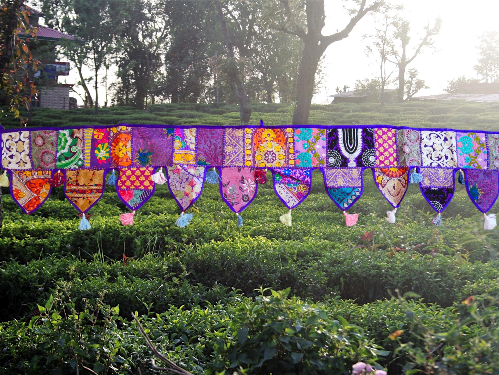 Cenefa de ventana india Toran extragrande de 1,98 m - Adorno para puerta - Decoración de pared hippie