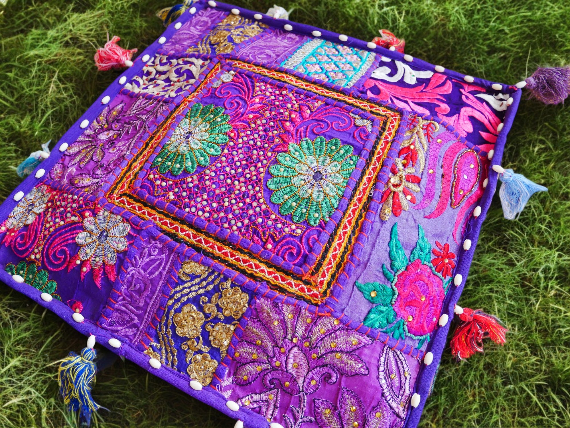 Funda de cojín de suelo Rajastani de 40 cm | Cojín de meditación - cojín decorativo para asientos de suelo bohemios indios (Kopie)