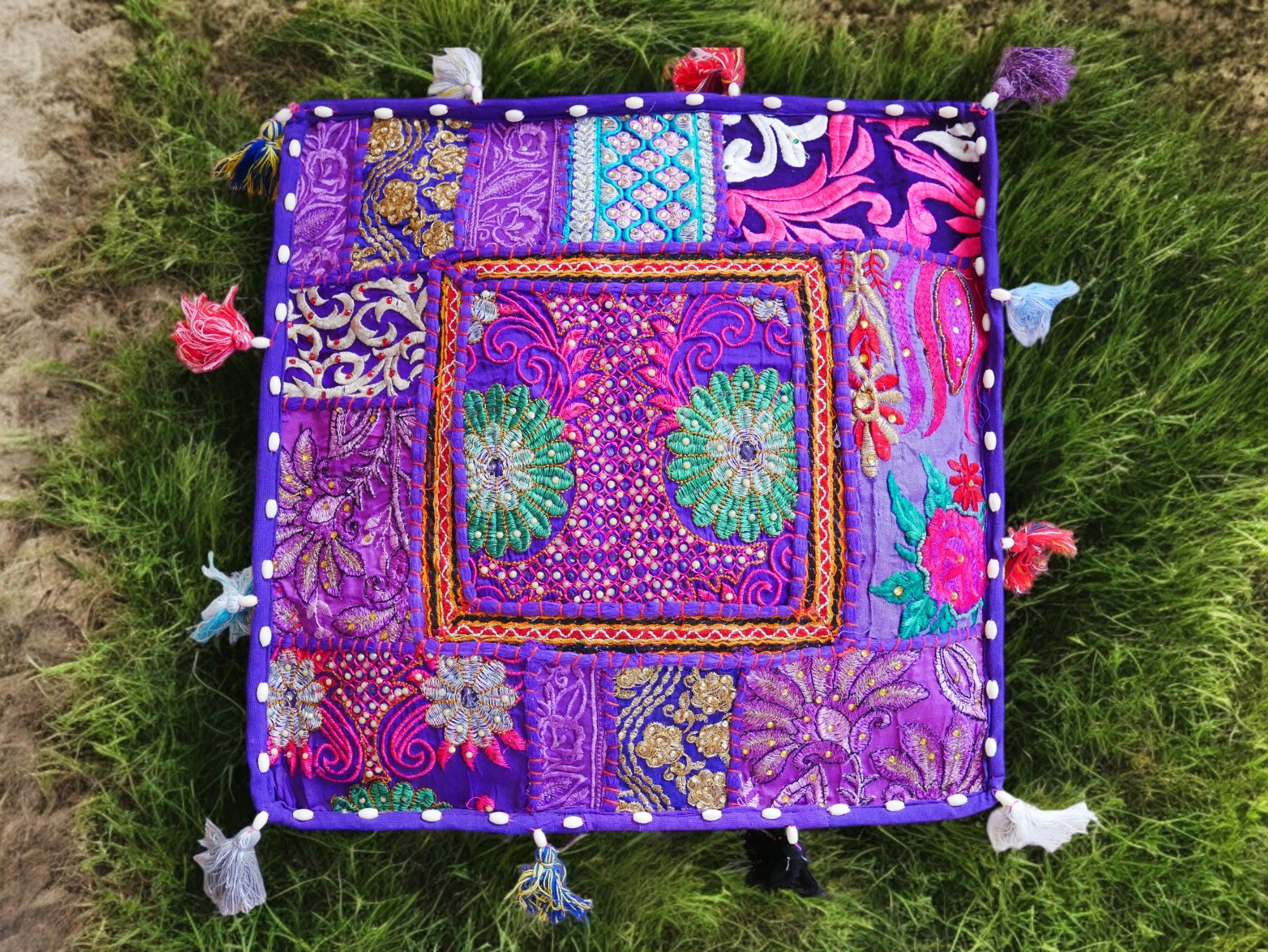 Funda de cojín de suelo Rajastani de 40 cm | Cojín de meditación - cojín decorativo para asientos de suelo bohemios indios (Kopie)