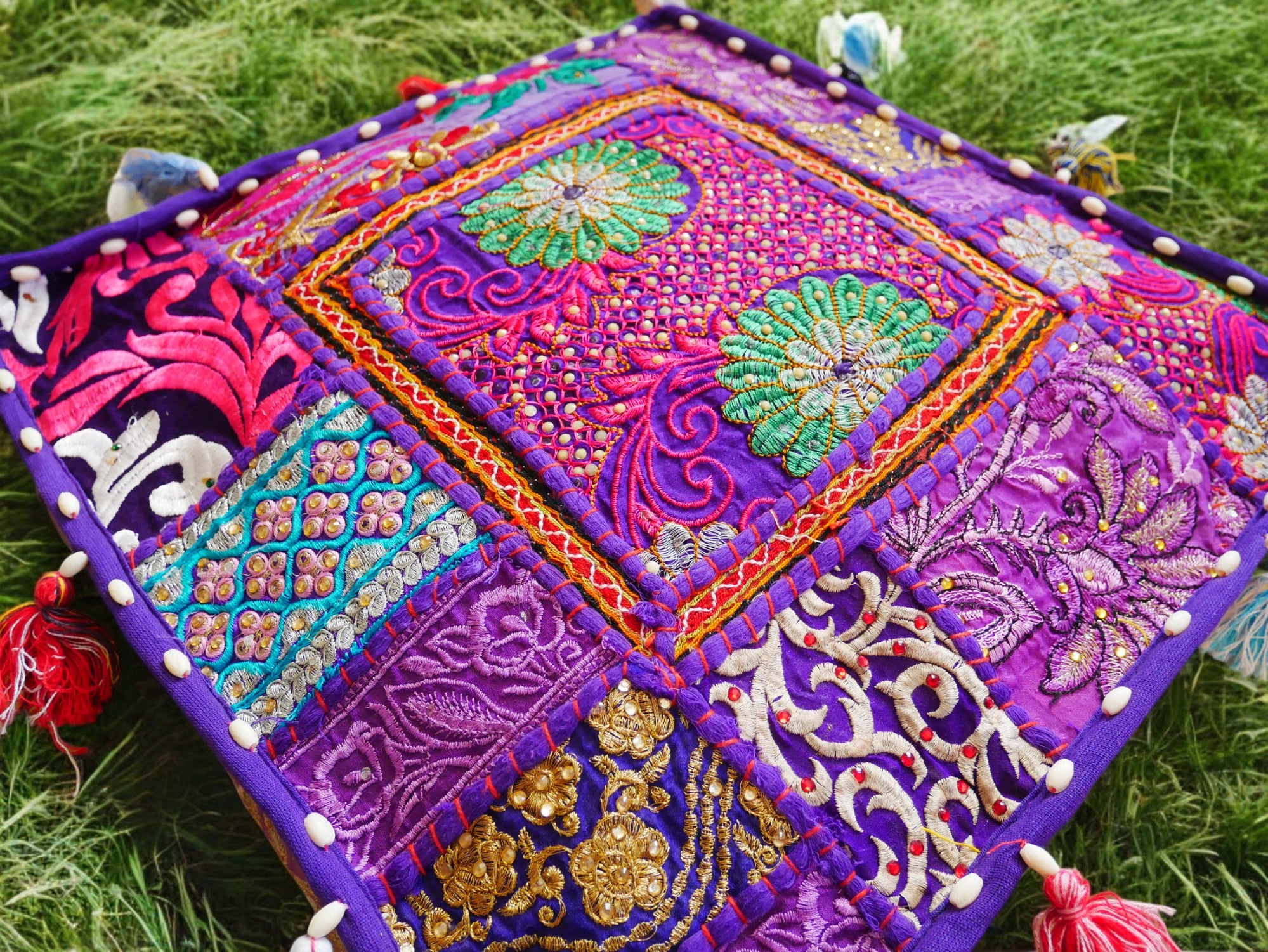 Funda de cojín de suelo Rajastani de 40 cm | Cojín de meditación - cojín decorativo para asientos de suelo bohemios indios (Kopie)