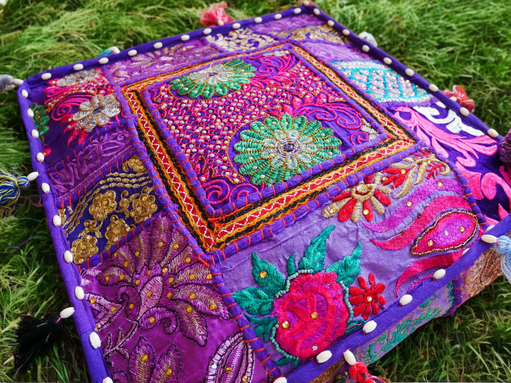 Funda de cojín de suelo Rajastani de 40 cm | Cojín de meditación - cojín decorativo para asientos de suelo bohemios indios (Kopie)