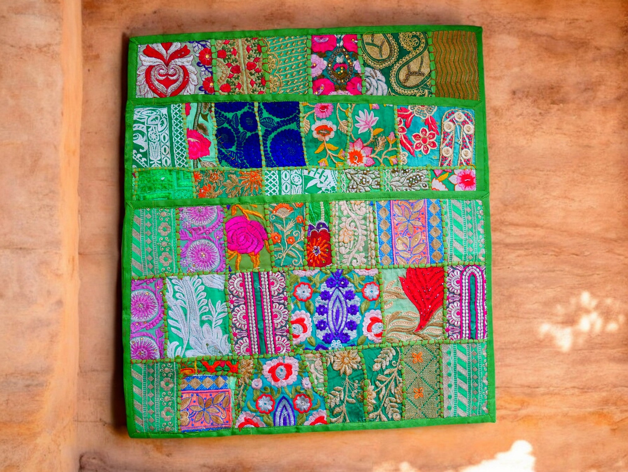 Colorful throw pillow - Indian patchwork cushion cover hippie chic | colorful, decorative pillow case for bohemian decor | patchwork pillow hippie cushion COVER