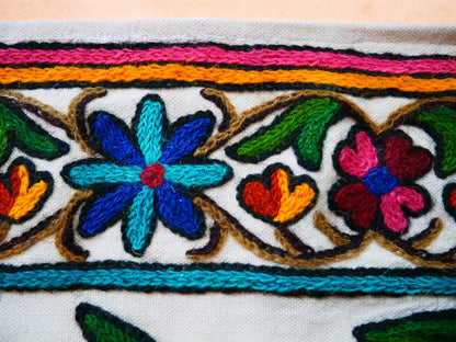 Kashmiri Crewel Embroidered Table Runner – Handmade Floral Table Decor with Traditional Crewel Embroidery