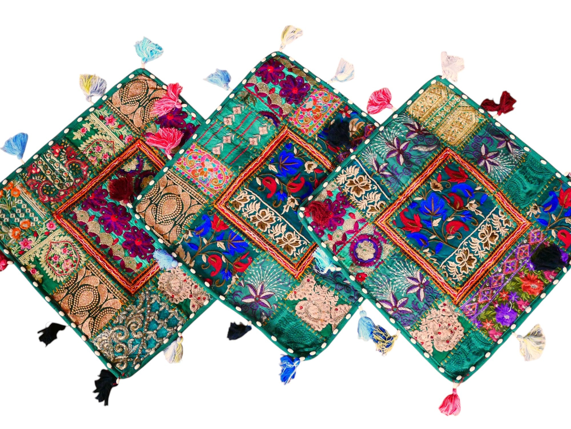 Funda de cojín de suelo Rajastani de 16" | Cojín de meditación - Cojín decorativo para asientos indios bohemios de suelo