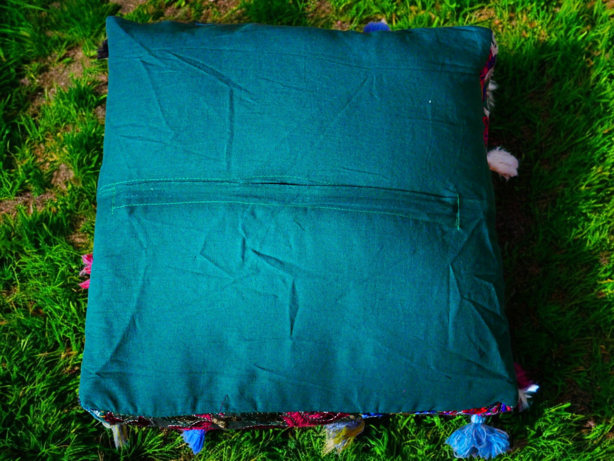 Funda de cojín de suelo Rajastani de 16" | Cojín de meditación - Cojín decorativo para asientos indios bohemios de suelo