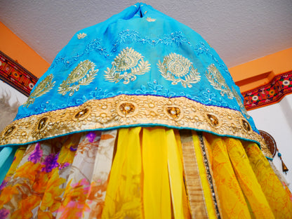 Boho canopy Saree tent - bed canopy  | bohemian wedding backdrop - Hippie decor - floor seating area | meditation room - Shanti baldachin