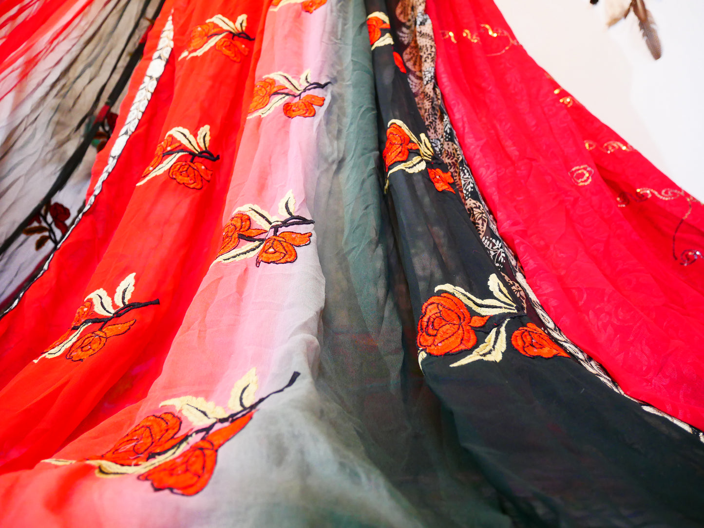 Boho canopy - Saree tent - bed canopy  | hippie decor - Shanti baldachin for Meditation Spaces or Reading nooks