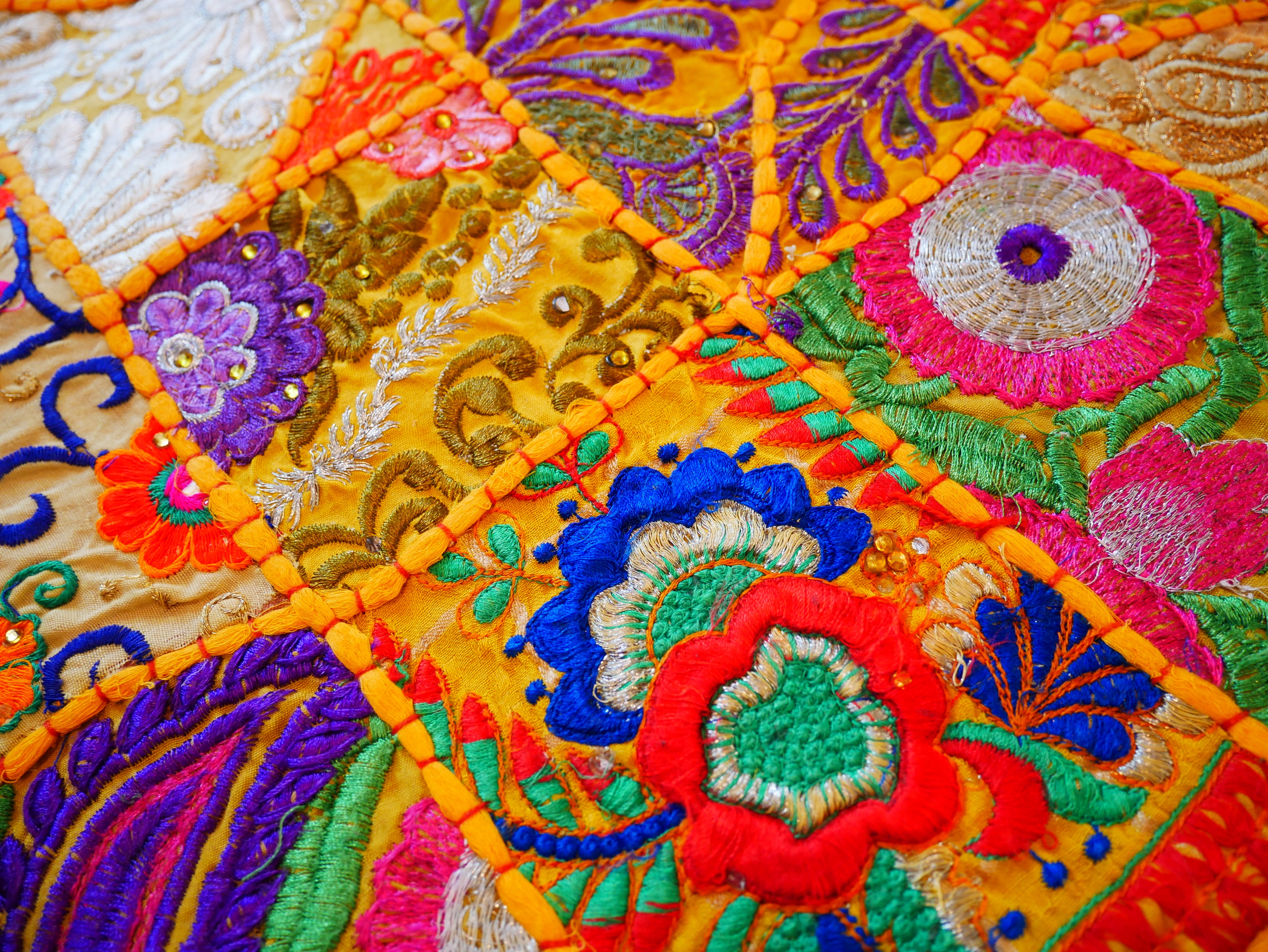 Boho wall hanging - Colorful tapestry - table runner vintage saree patchwork runner