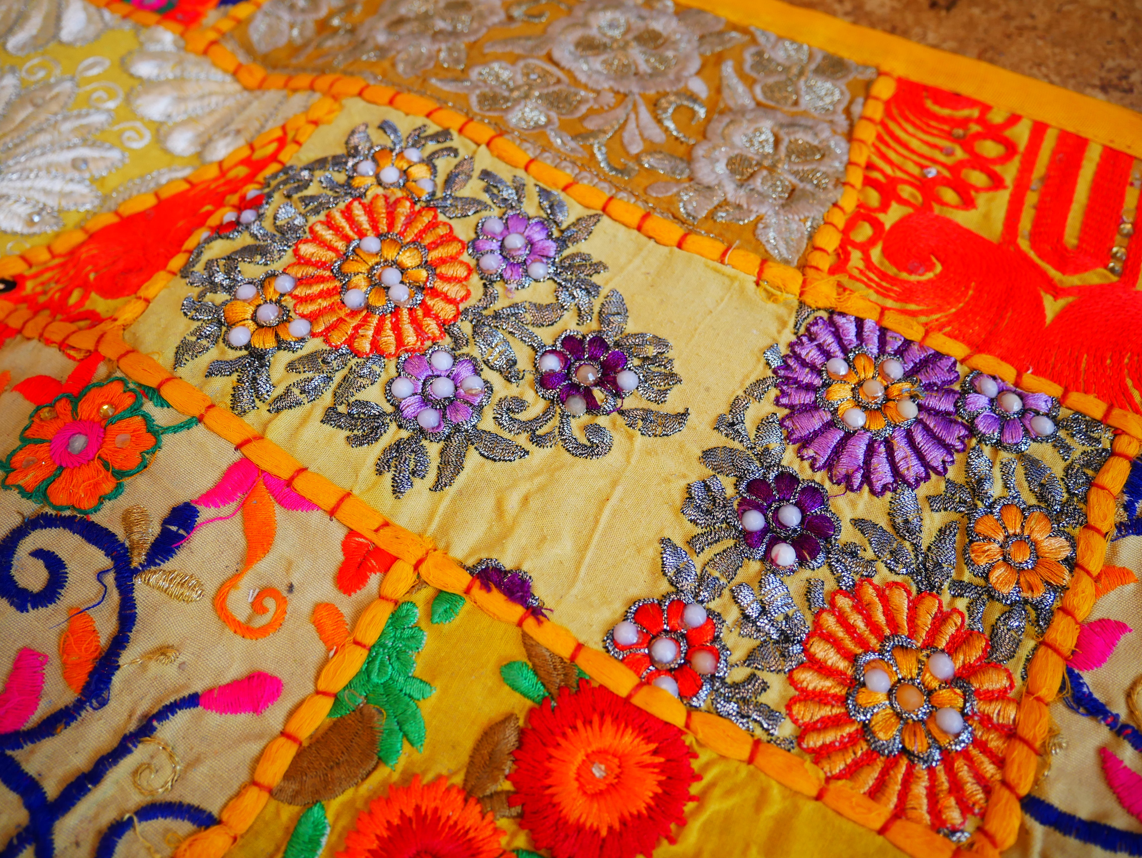 Boho wall hanging - Colorful tapestry - table runner vintage saree patchwork runner
