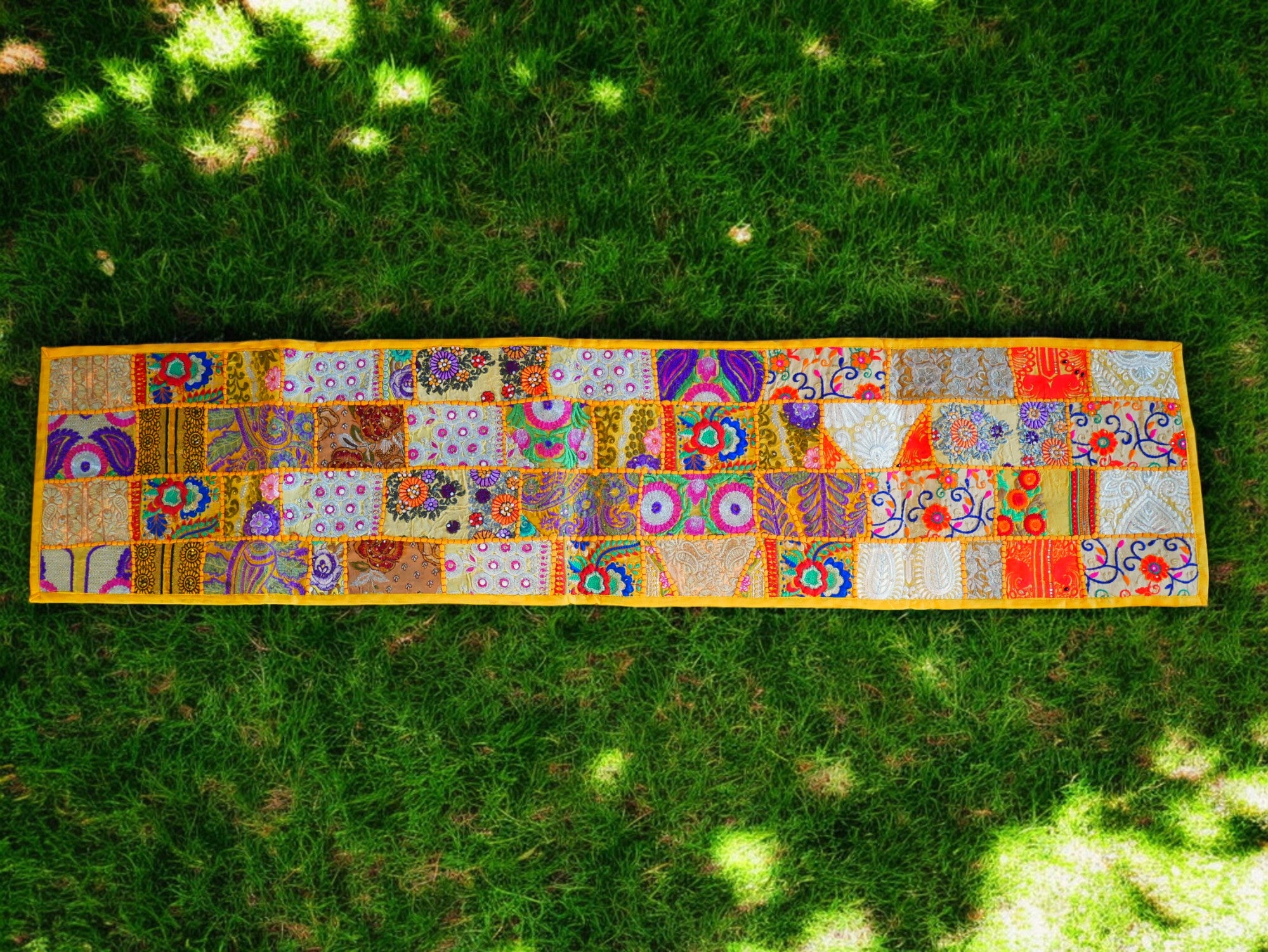 Boho wall hanging - Colorful tapestry - table runner vintage saree patchwork runner