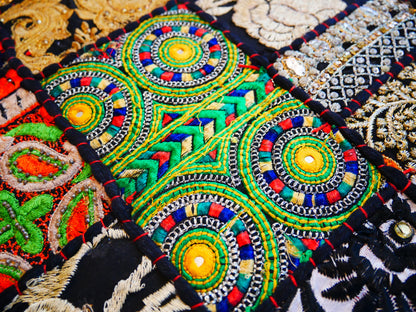 Boho wall hanging - Colorful tapestry - table runner vintage saree patchwork runner