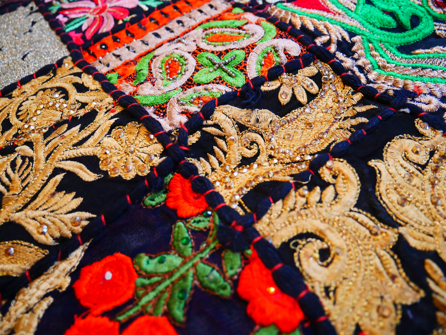 Boho wall hanging - Colorful tapestry - table runner vintage saree patchwork runner