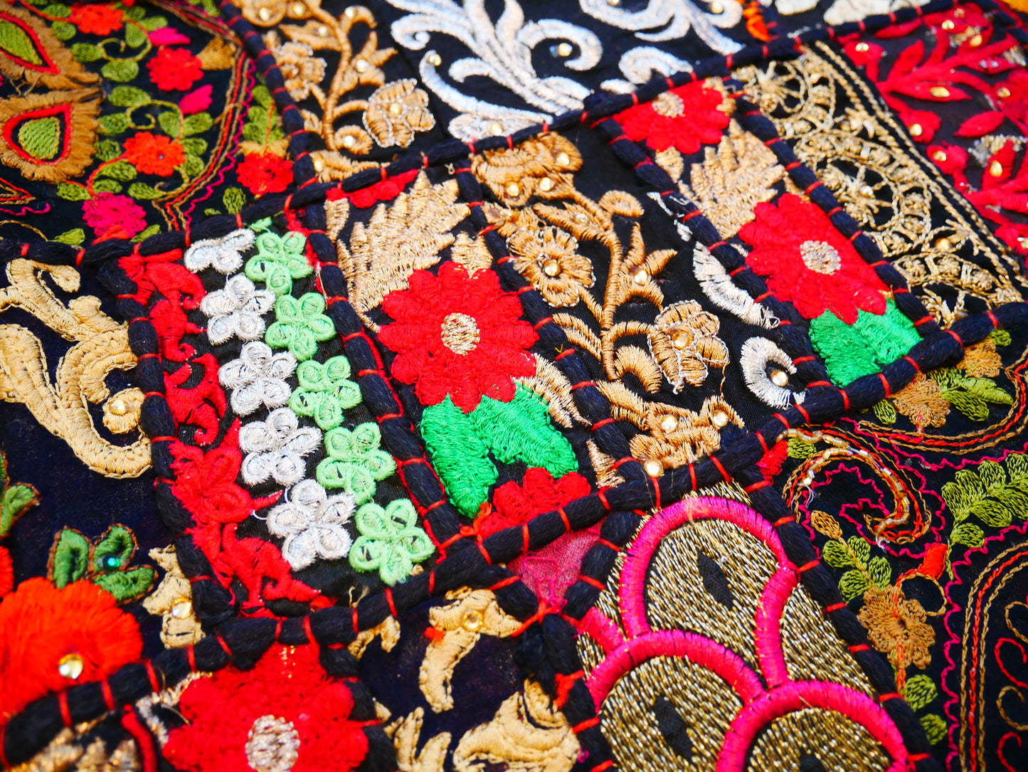 Boho wall hanging - Colorful tapestry - table runner vintage saree patchwork runner