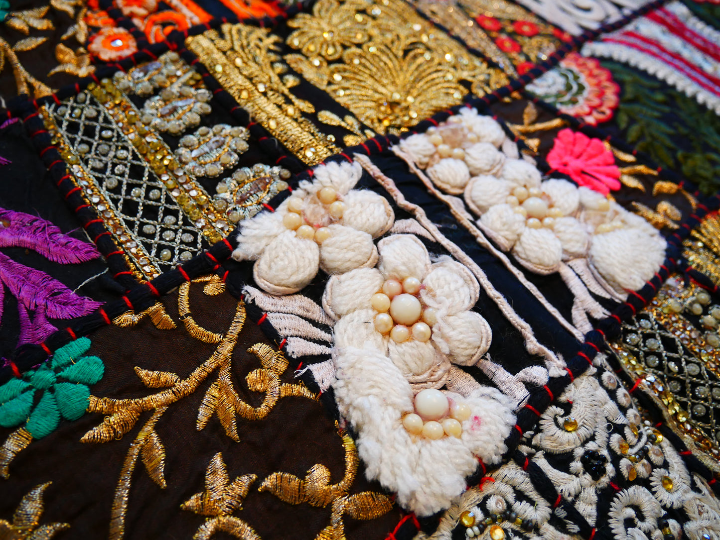 Boho wall hanging - Colorful tapestry - table runner vintage saree patchwork runner