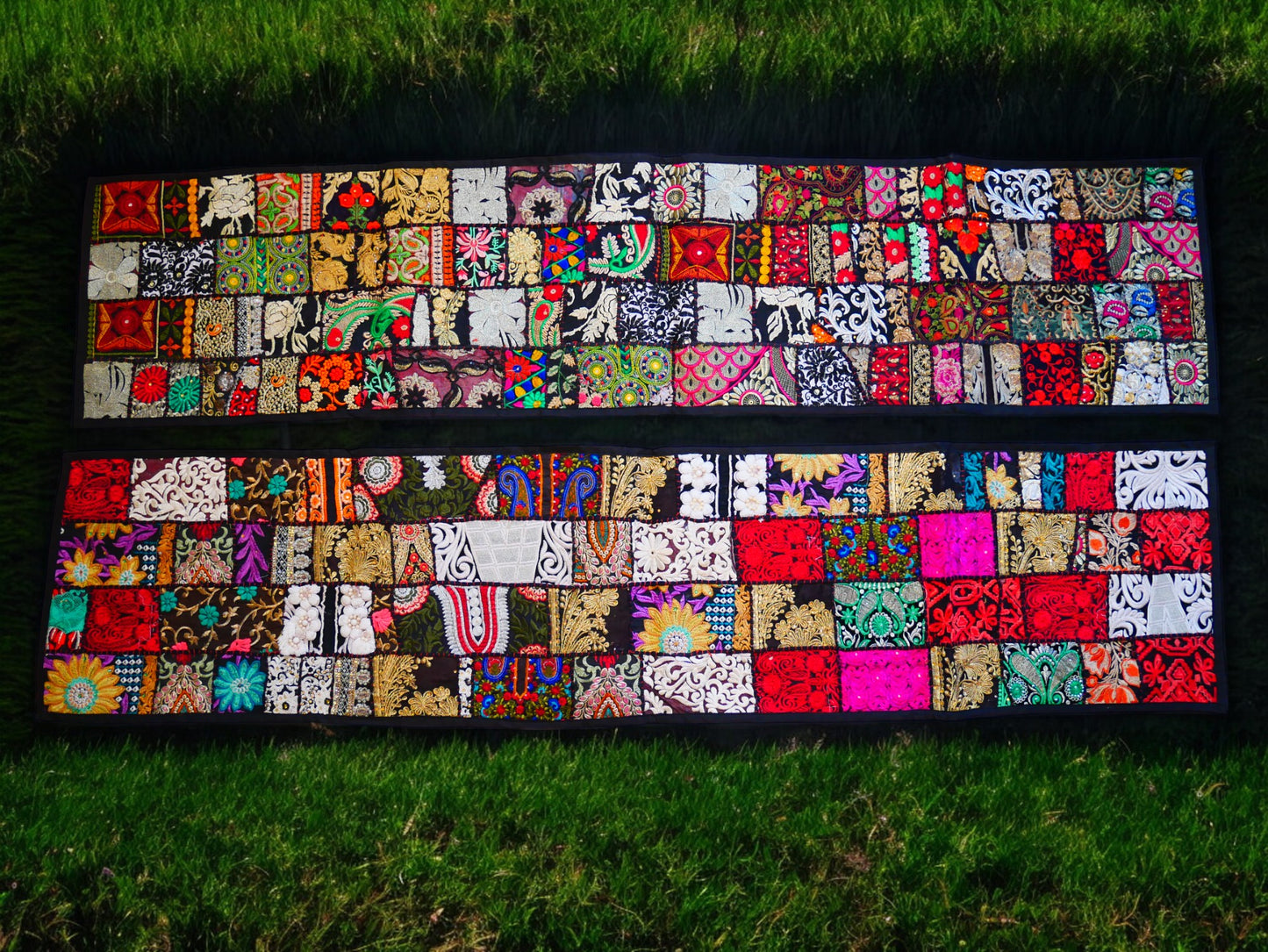 Boho wall hanging - Colorful tapestry - table runner vintage saree patchwork runner