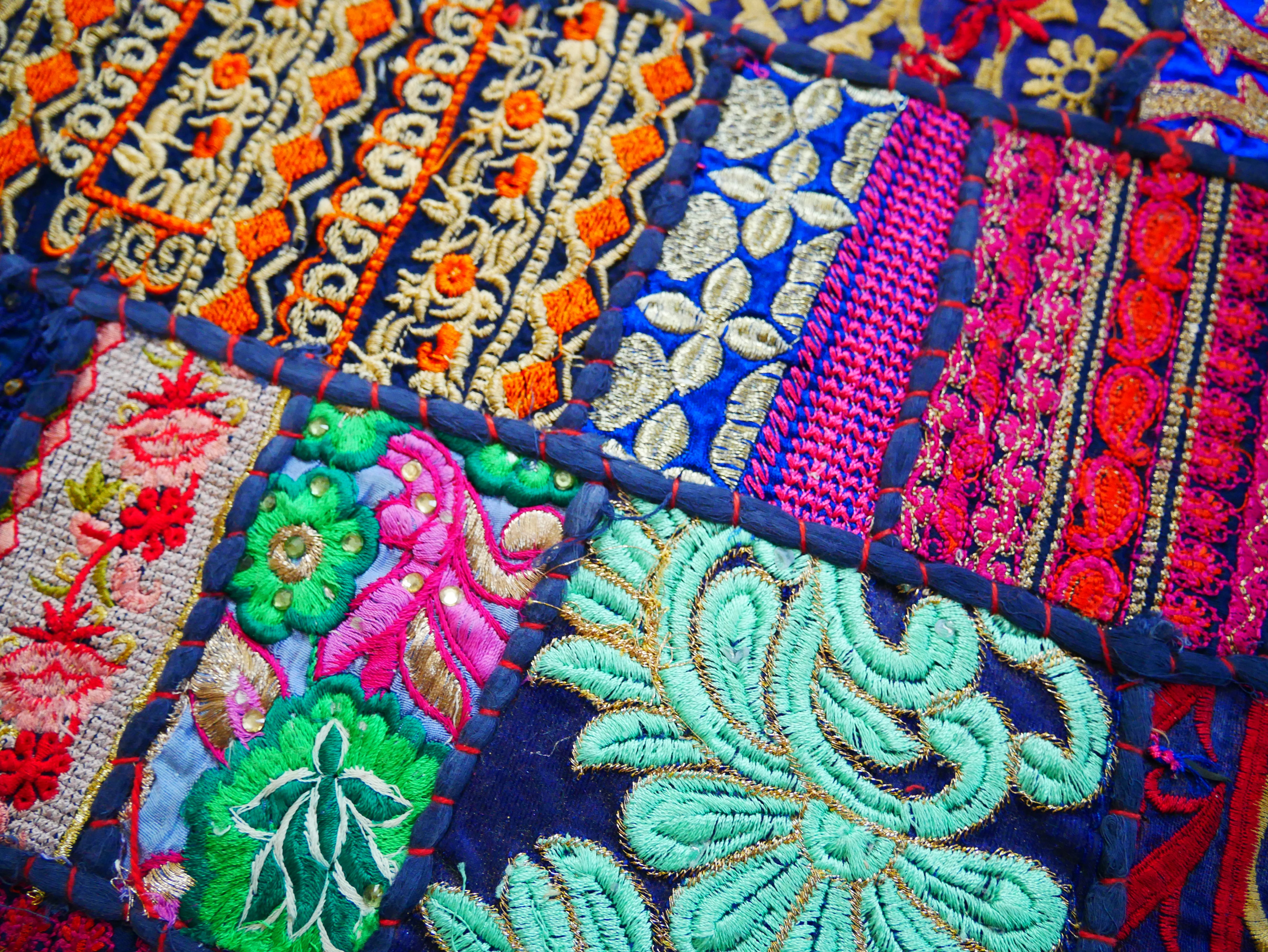 Boho wall hanging - Colorful tapestry - table runner vintage saree patchwork runner