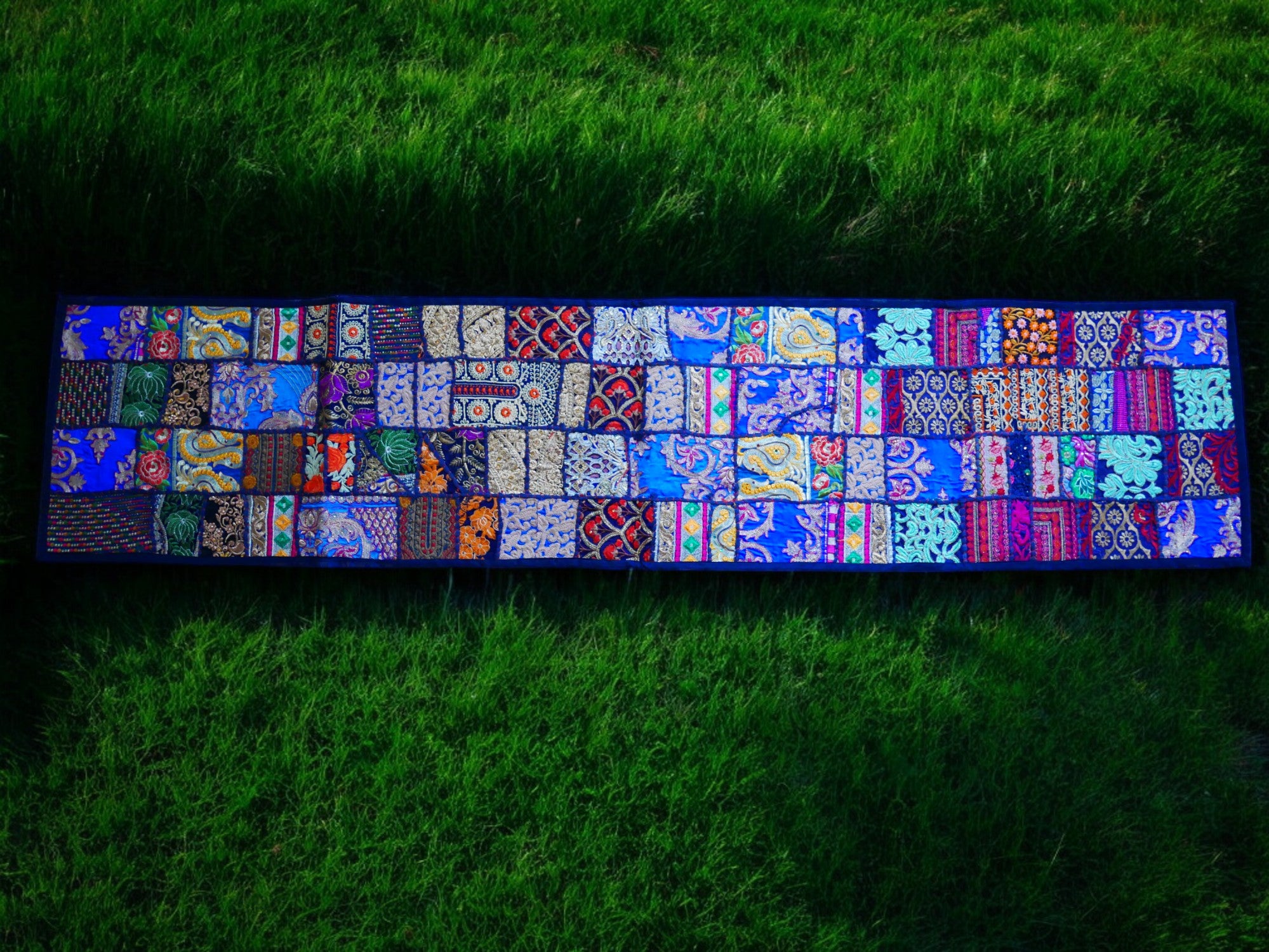 Boho wall hanging - Colorful tapestry - table runner vintage saree patchwork runner