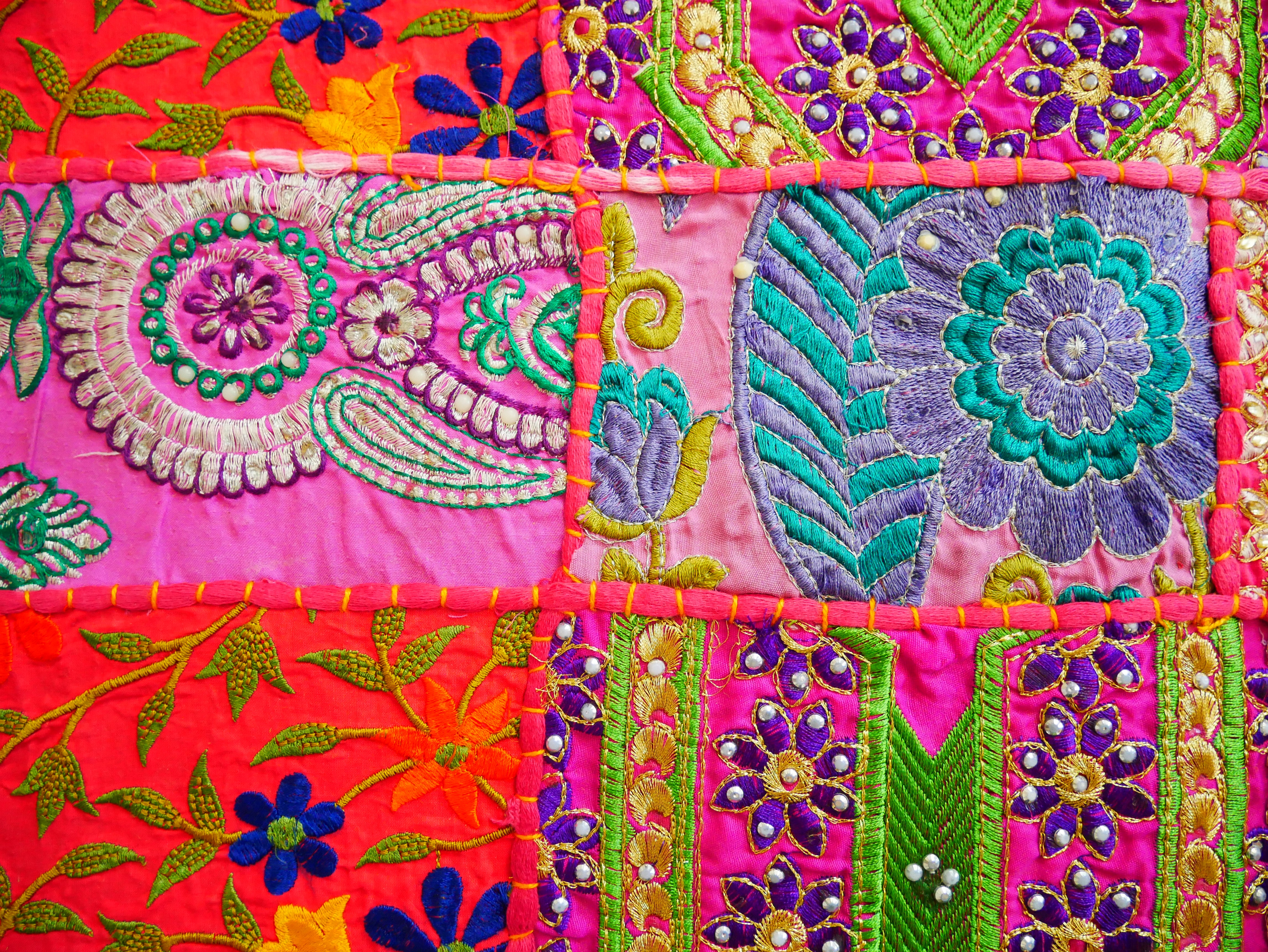 Boho wall hanging - Colorful tapestry - table runner vintage saree patchwork runner