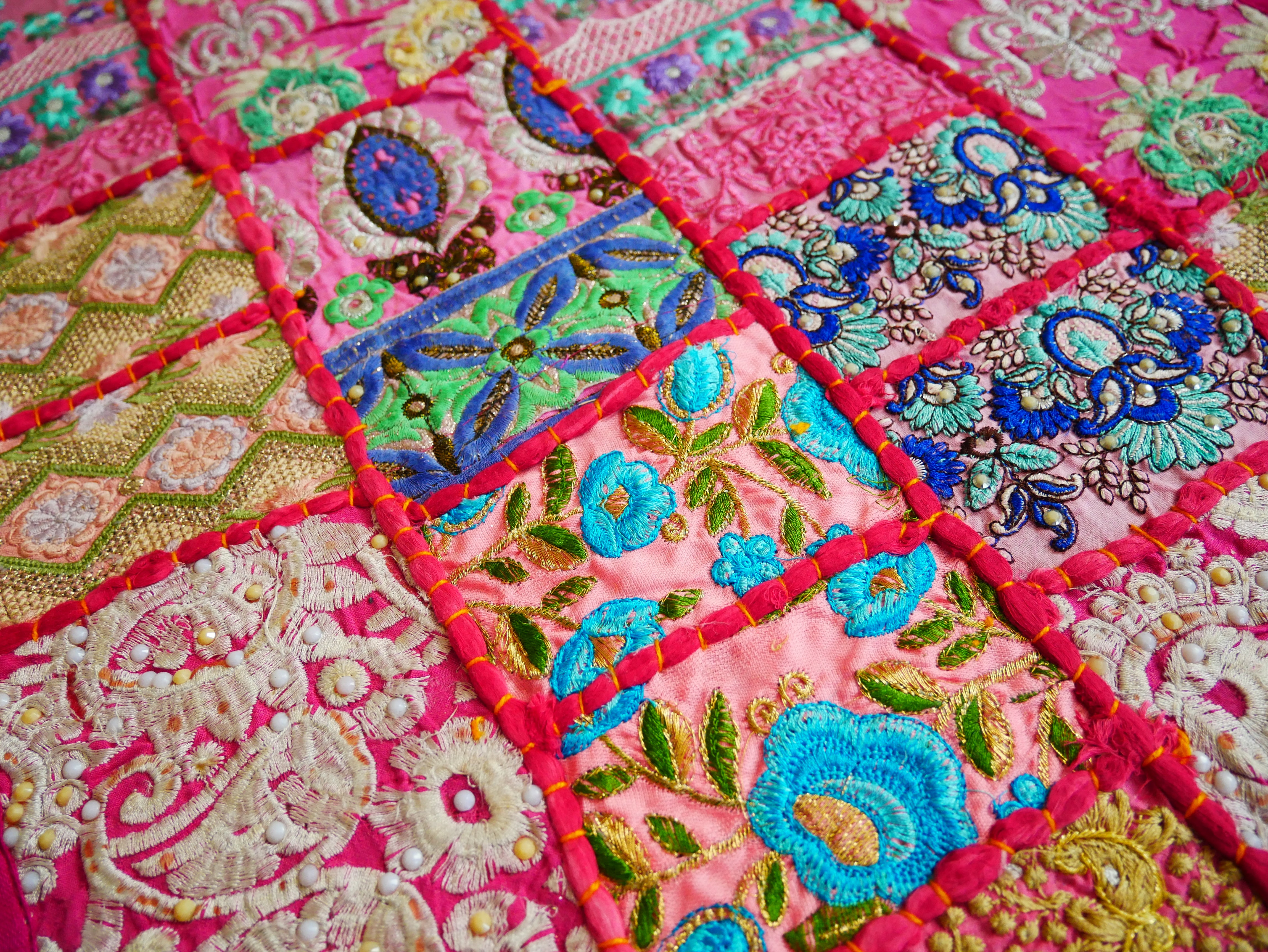 Boho wall hanging - Colorful tapestry - table runner vintage saree patchwork runner
