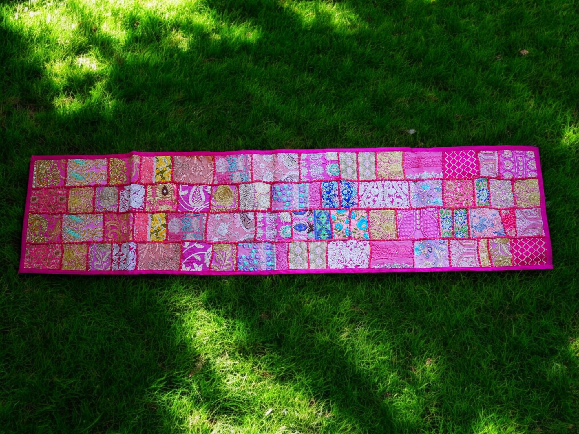 Boho wall hanging - Colorful tapestry - table runner vintage saree patchwork runner
