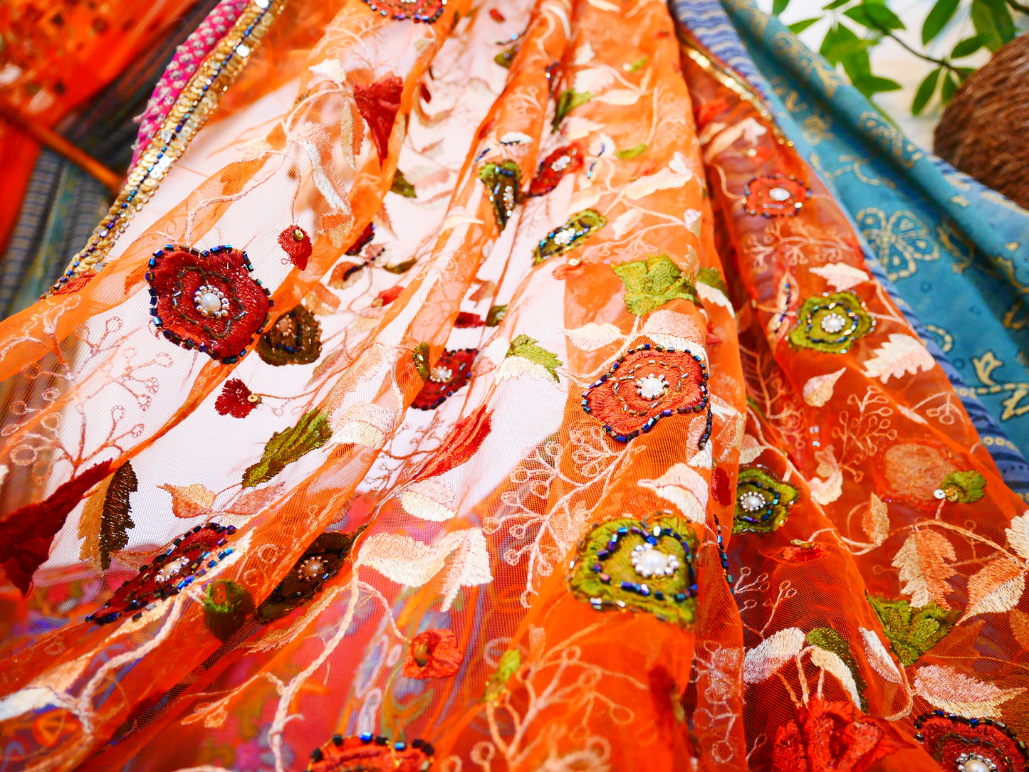 Princess bed canopy - custom made saree canopy frame with handcrafted walnut wood rods | bed curtains - meditation space