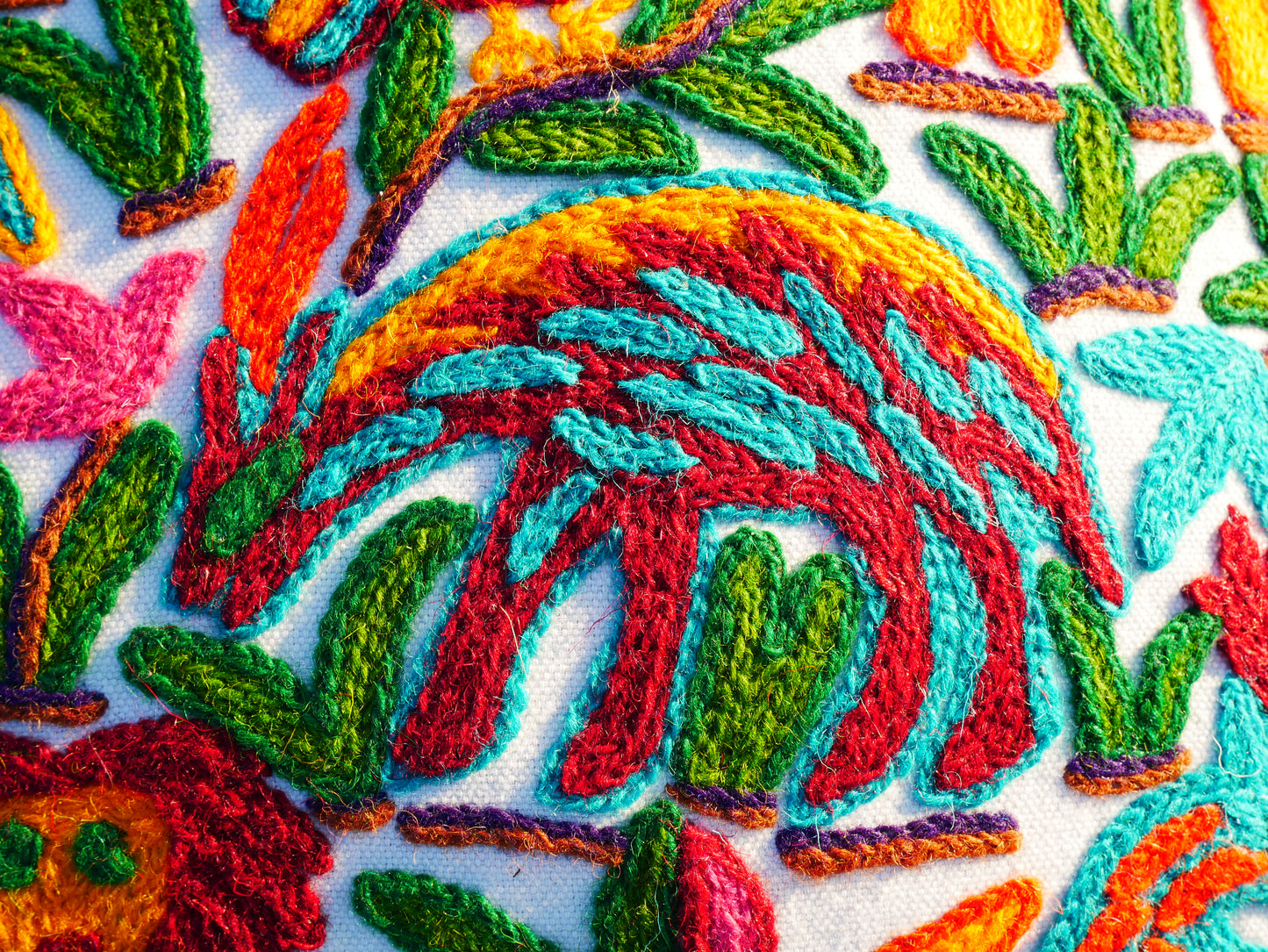 Hand Embroidered Kashmiri Floor Pillow Cover – Boho Jungle Meditation Cushion, Hippie Home Decor (Cover Only)