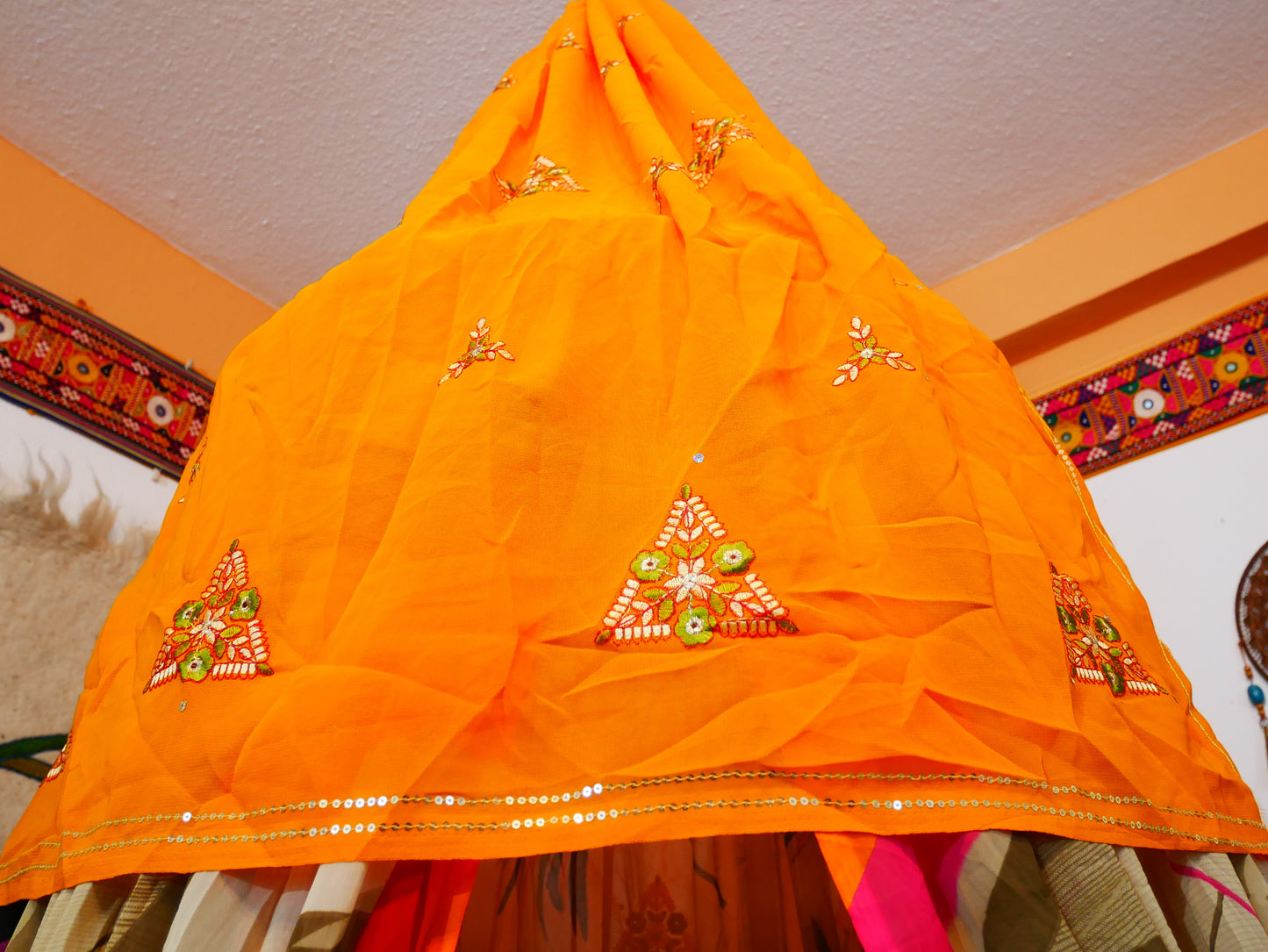 Boho canopy - Saree tent - bed canopy  | hippie decor - Shanti baldachin for Meditation Spaces or Reading nooks
