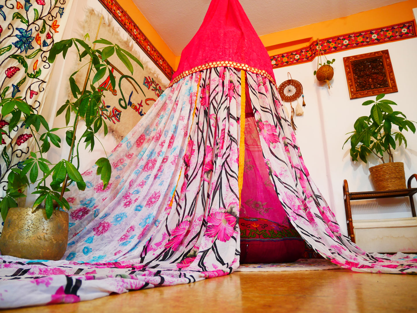 Saree canopy - Play tent - bed canopy | bohemian wedding backdrop | Indian Hippie decor - floor seating area | meditation room - glamping