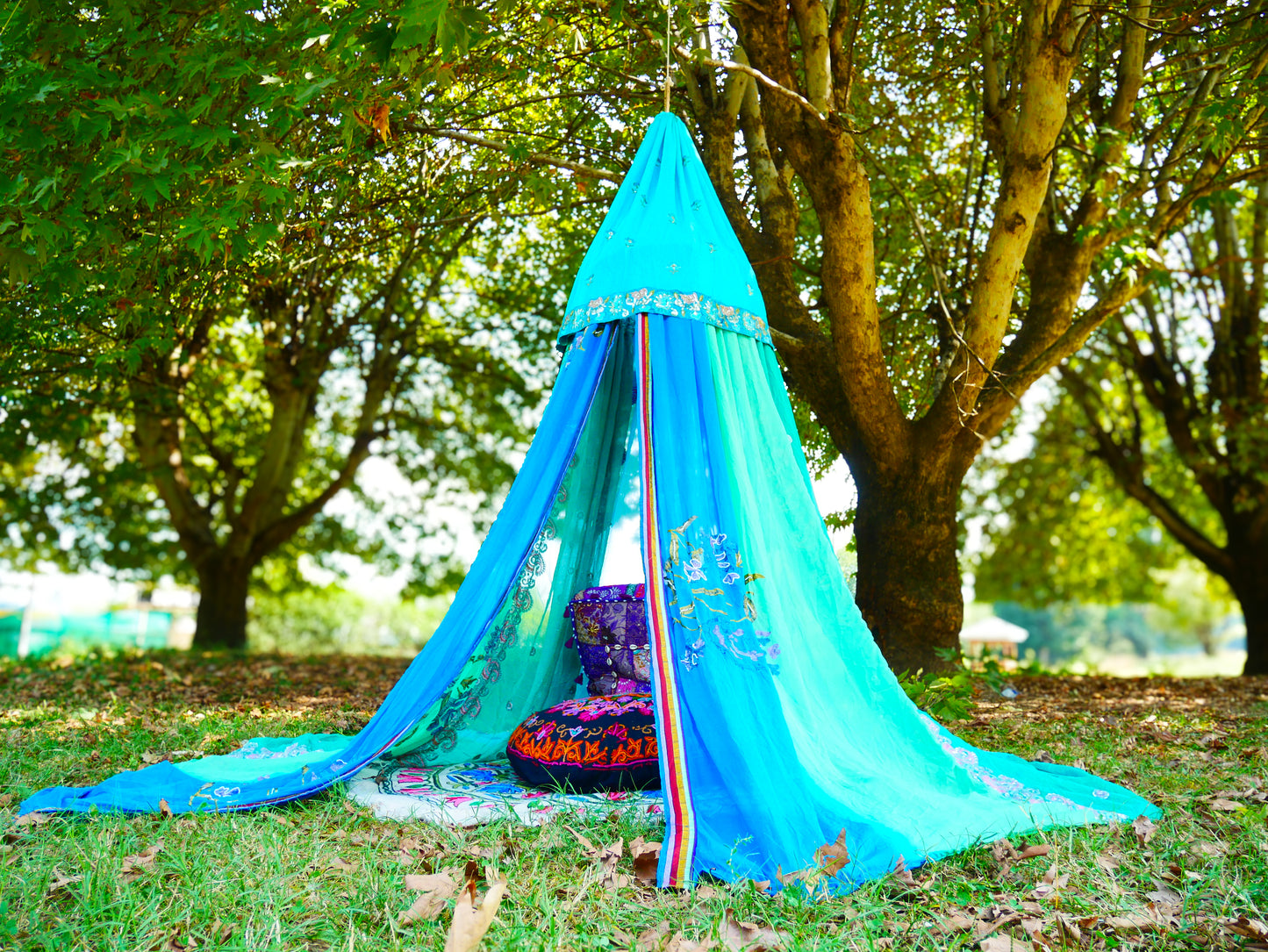 Saree canopy - indoor tent - bed canopy | bohemian wedding backdrop | Indian Hippie decor - floor seating area | meditation room - glamping