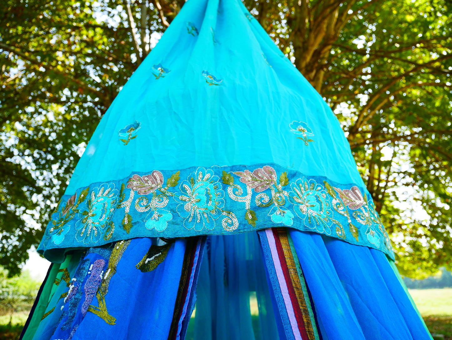 Saree canopy - indoor tent - bed canopy | bohemian wedding backdrop | Indian Hippie decor - floor seating area | meditation room - glamping