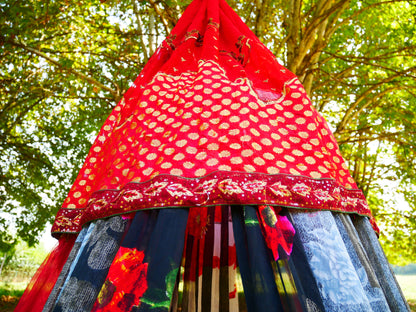 Saree tent Indian canopy - boho bed canopy  | bohemian wedding backdrop - Hippie decor - floor seating area | meditation room - Shanti baldachin