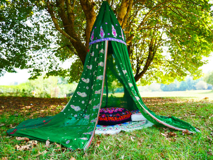 Boho canopy - Saree tent - bed canopy  | hippie decor - Shanti baldachin for Meditation Spaces or Reading nooks