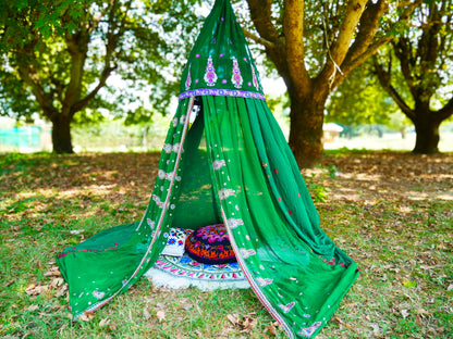 Boho canopy - Saree tent - bed canopy  | hippie decor - Shanti baldachin for Meditation Spaces or Reading nooks