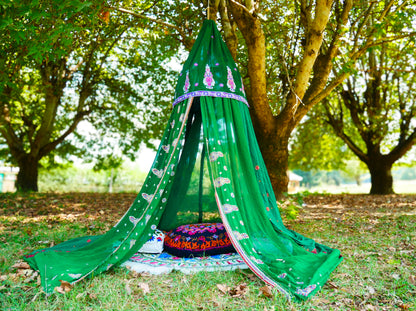 Boho canopy - Saree tent - bed canopy  | hippie decor - Shanti baldachin for Meditation Spaces or Reading nooks