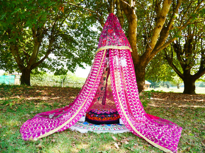 Saree canopy - indoor tent - bed canopy | bohemian wedding backdrop | Indian Hippie decor - floor seating area | meditation room - glamping