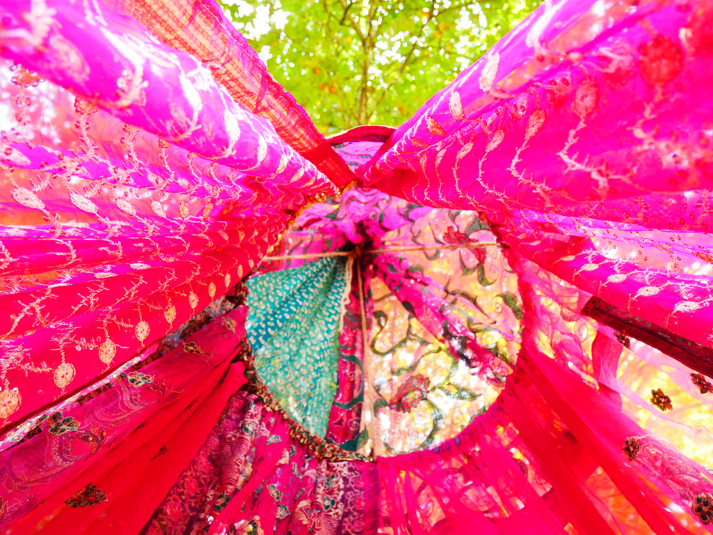Saree canopy - indoor tent - bed canopy | bohemian wedding backdrop | Indian Hippie decor - floor seating area | meditation room - glamping