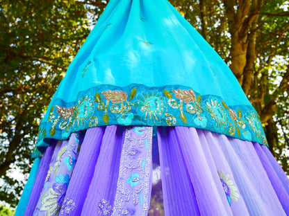 Saree tent Shanti canopy - boho bed canopy  | bohemian wedding backdrop - Hippie decor - floor seating area | meditation room