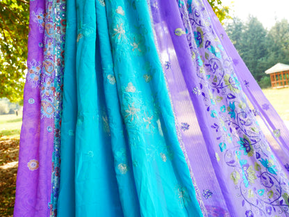 Saree tent Shanti canopy - boho bed canopy  | bohemian wedding backdrop - Hippie decor - floor seating area | meditation room
