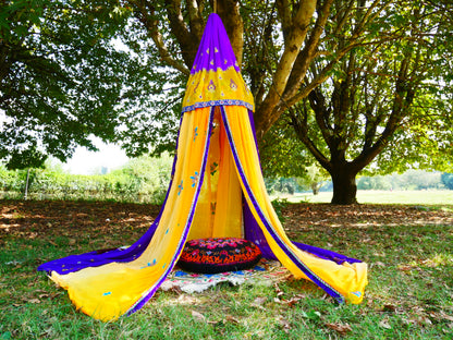 Boho canopy Saree tent - bed canopy  | hippie decor - Shanti baldachin for Meditation Spaces or Reading nooks