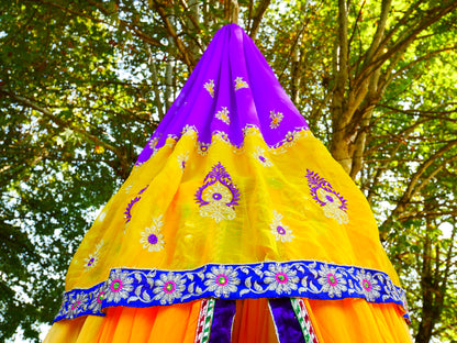 Boho canopy Saree tent - bed canopy  | hippie decor - Shanti baldachin for Meditation Spaces or Reading nooks