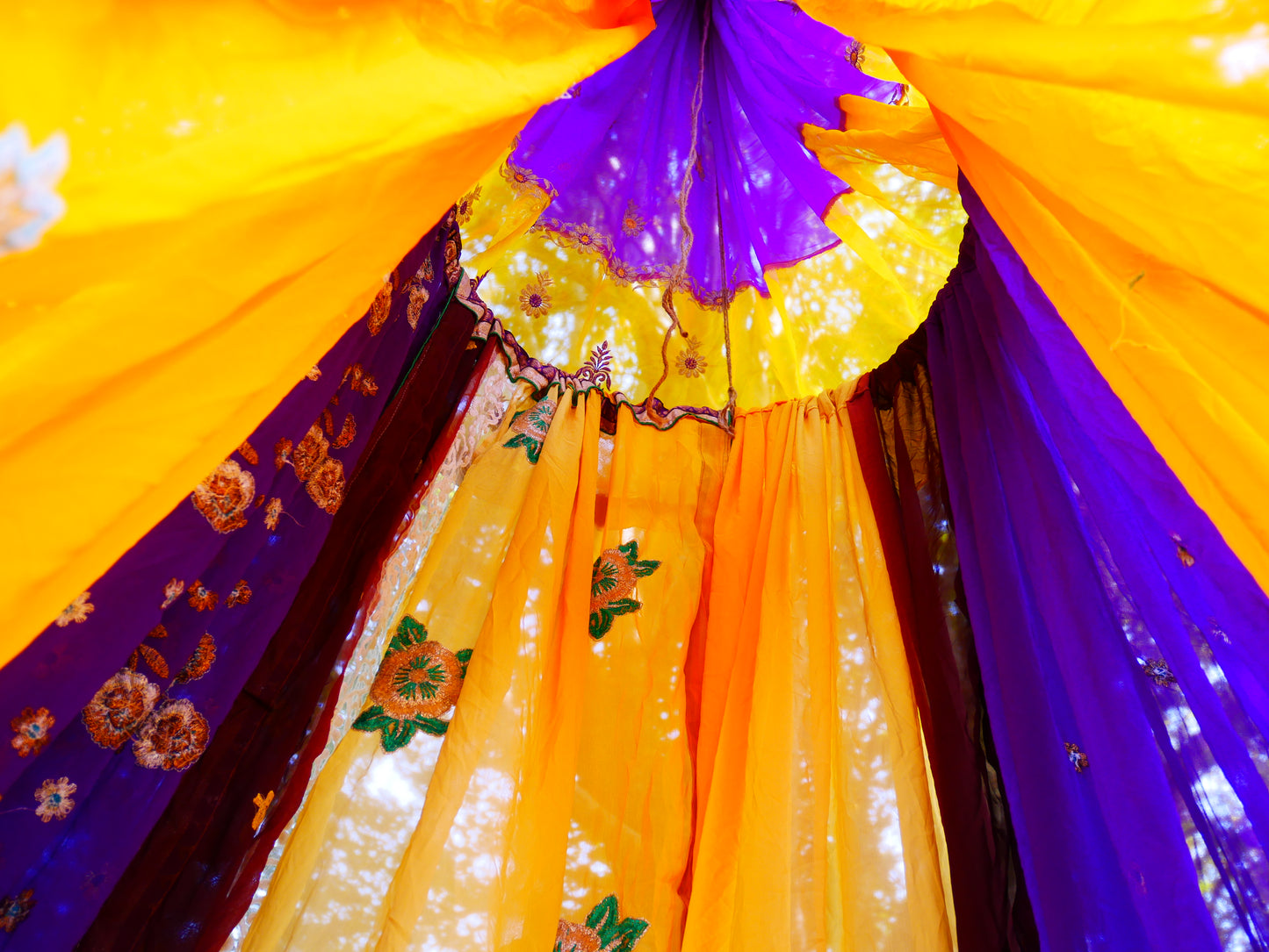 Boho canopy Saree tent - bed canopy  | hippie decor - Shanti baldachin for Meditation Spaces or Reading nooks