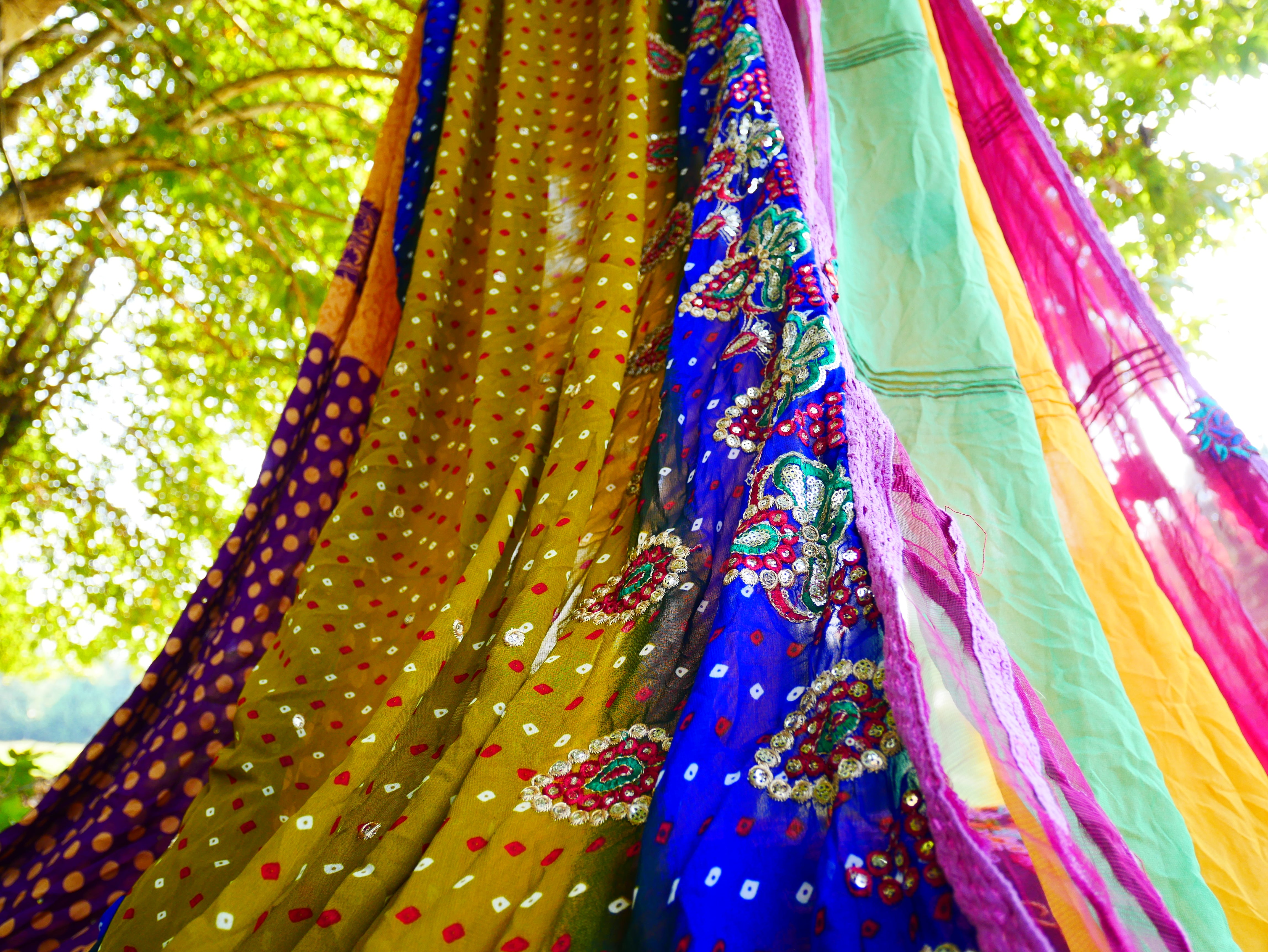 Boho canopy Saree tent - bed canopy  | hippie decor - Shanti baldachin for Meditation Spaces Kids play tent