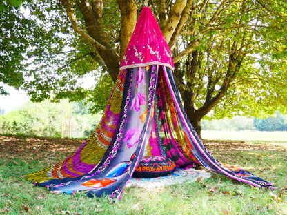 Boho canopy Saree tent - bed canopy  | hippie decor - Shanti baldachin for Meditation Spaces or Reading nooks