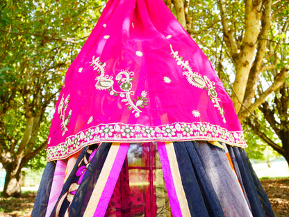 Boho canopy Saree tent - bed canopy  | hippie decor - Shanti baldachin for Meditation Spaces or Reading nooks