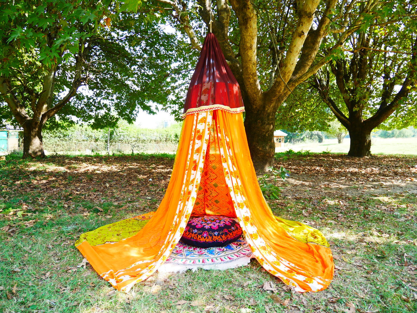 Boho canopy  Saree tent - bed canopy  | hippie decor - Shanti baldachin for Meditation Spaces or Reading nooks