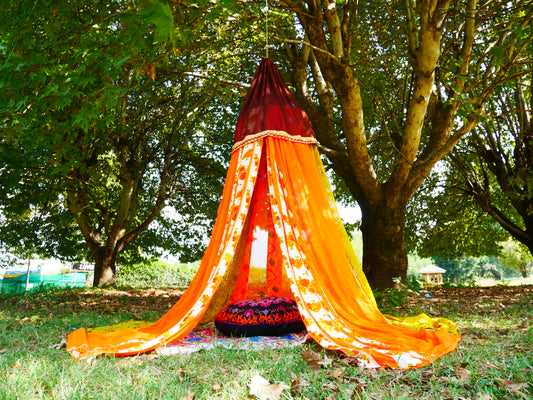 Boho canopy  Saree tent - bed canopy  | hippie decor - Shanti baldachin for Meditation Spaces or Reading nooks