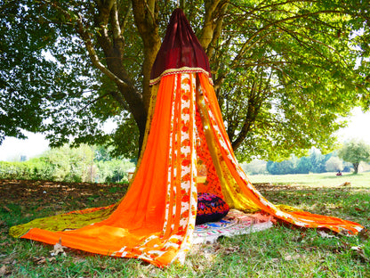 Boho canopy  Saree tent - bed canopy  | hippie decor - Shanti baldachin for Meditation Spaces or Reading nooks